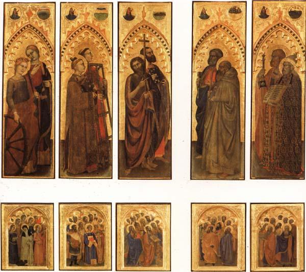 GIOVANNI DA MILANO The Ognissanti Polyptych:SS.Catherine and Lucy,Stephen and Laurence,john the Baptist and Luke,Peter and Benedict,james the Greater and Gregory